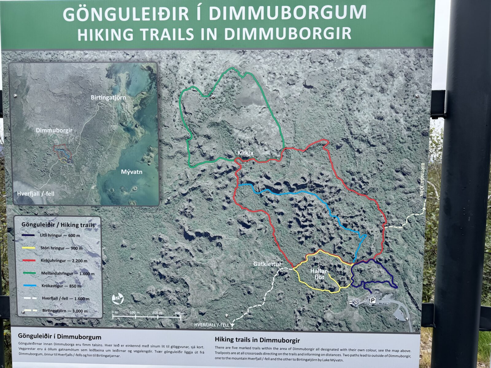 Map showing the trails in Dimmuborgir, Icleand